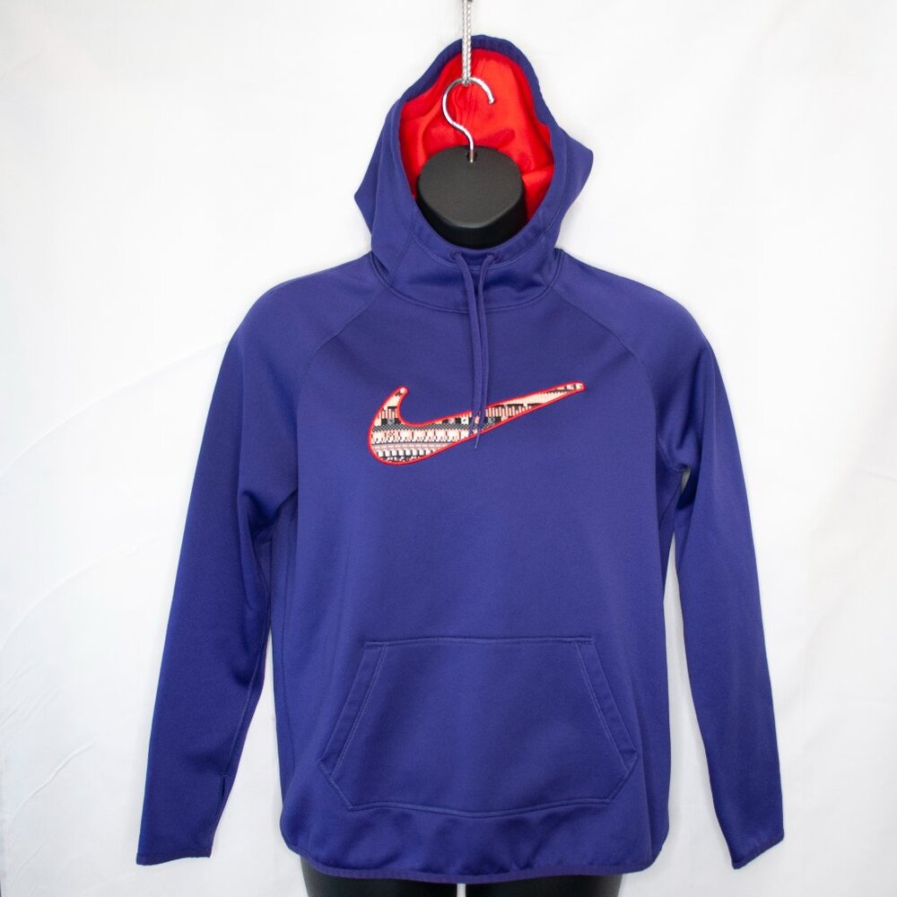 Nike Therma Fit Hoodie Sweatshirt Womens Large L Purple Thumbhole Pullover Z?11